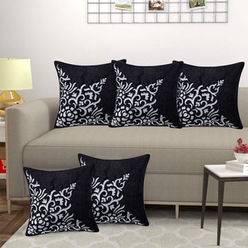 Set of 5 Velvet Cushion Covers | Dragon Sparkle Black | 16 x 16 INCH or 40 x 40 CM