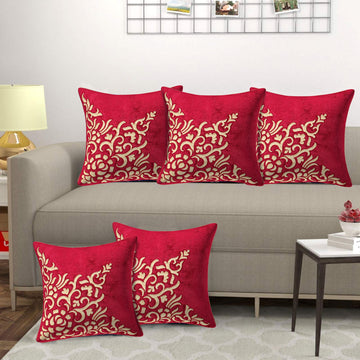 Set of 5 Velvet Cushion Covers | Dragon Sparkle Red | 16 x 16 INCH or 40 x 40 CM