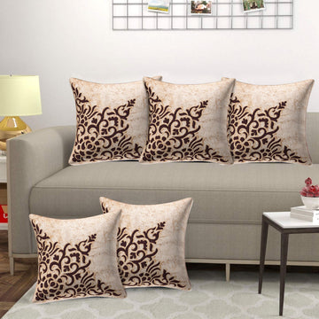 Set of 5 Velvet Cushion Covers | Dragon Sparkle Golden | 16 x 16 INCH or 40 x 40 CM