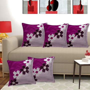 Set of 5 Silk Cushion Covers | 4 Rose Purple | 16 x 16 INCH or 40 x 40 CM