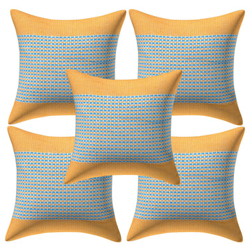 Set of 5 Cotton Cushion Covers | Spider Design Yellow | 16 x 16 INCH or 40 x 40 CM