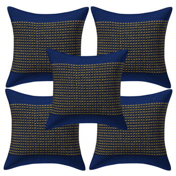 Set of 5 Cotton Cushion Covers | Spider Design Blue | 16 x 16 INCH or 40 x 40 CM