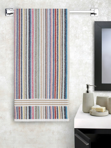 Creeva Cozy Cotton Bath Towel – Multicolor Stripes