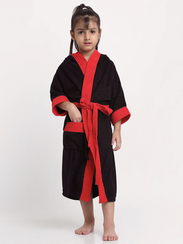 Creeva Melodious Kids Bathrobe Black & Red