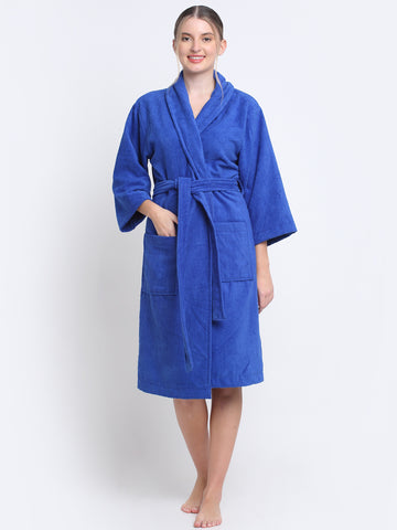 Luxury Royal Blue 100% Cotton Unisex Bathrobe