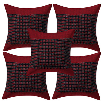 Set of 5 Cotton Cushion Covers | Spider Design Red | 16 x 16 INCH or 40 x 40 CM