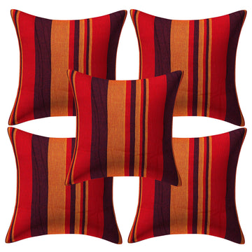 Set of 5 Cotton Cushion Covers | Tiranga Red | 16 x 16 INCH or 40 x 40 CM