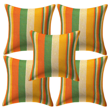 Set of 5 Cotton Cushion Covers | Tiranga Yellow | 16 x 16 INCH or 40 x 40 CM