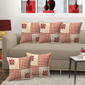Set of 5 Velvet Cushion Covers | Zarin Patta Golden | 16 x 16 INCH or 40 x 40 CM (Copy)