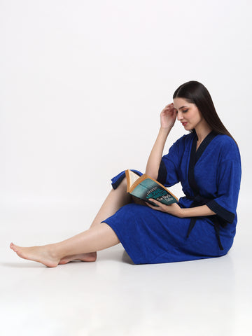 Turkish & Navy Bathrobe – Vibrant Contrast with Terry Softness