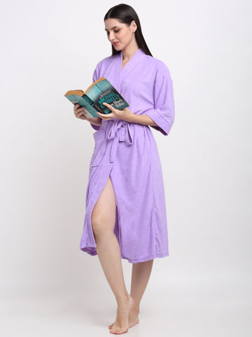 Pastel Lilac Terry Bathrobe – Soft, Cozy, and Gender Neutral