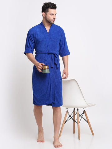 Turkish Blue Kimono-Style Unisex Bathrobe – Ultra-Soft & Lightweight Terry Fabric