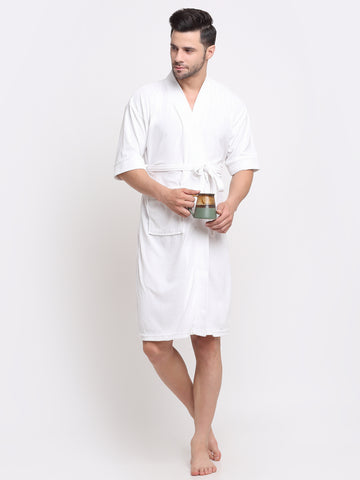Classic White Lightweight Bathrobe – Kimono Style for Men & Women
