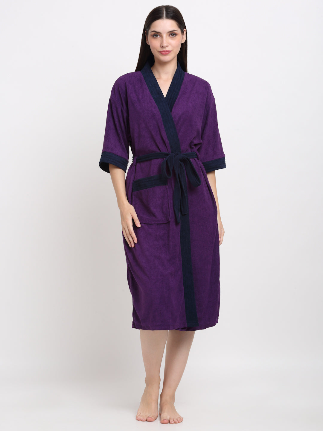 Indigo & Navy Terry Robe – Subtle Color Mix, Everyday Use