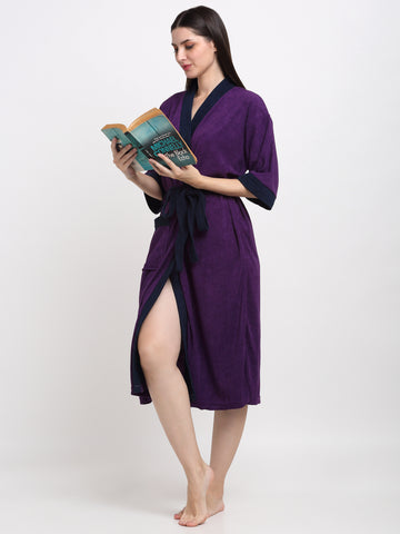 Indigo & Navy Terry Robe – Subtle Color Mix, Everyday Use