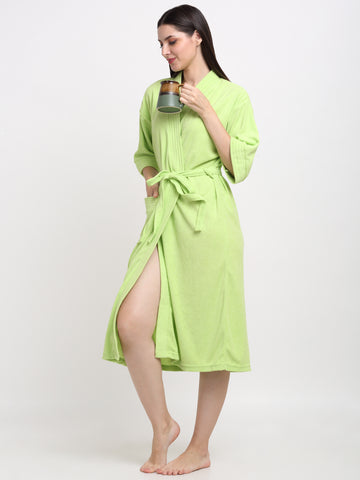 Parrot Green Soft Terry Bathrobe – Fun Color & Comfy Fit