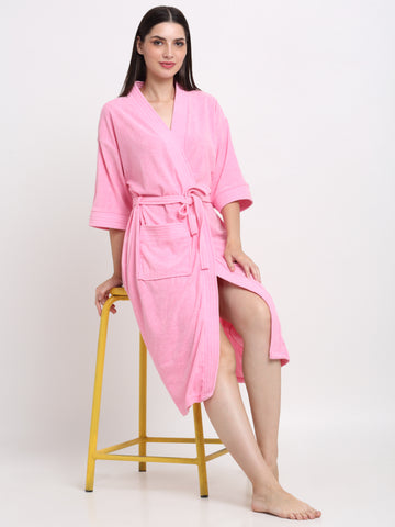 Sweet Pink Soft Bathrobe – Lightweight, Relax Fit for All