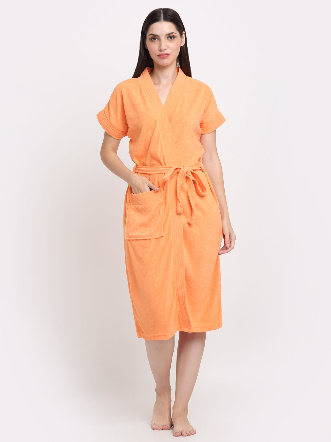 Micro Terry Bathrobe - Orange | Bright Tone, Ultra Absorbent