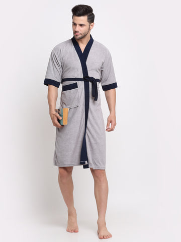 Grey & Navy Dual-Tone Robe – Soft, Absorbent Terry for All Genders