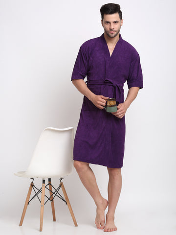 Deep Indigo Unisex Bathrobe – Soft Terry Robe for Lounging Comfort