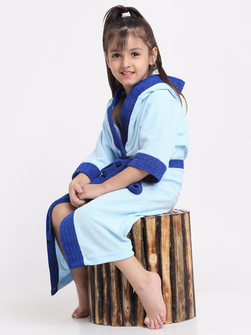 Unisex Kids Bathrobe – Comfy, Belted & Pocketed Ages (Sky Blue & Turkish)