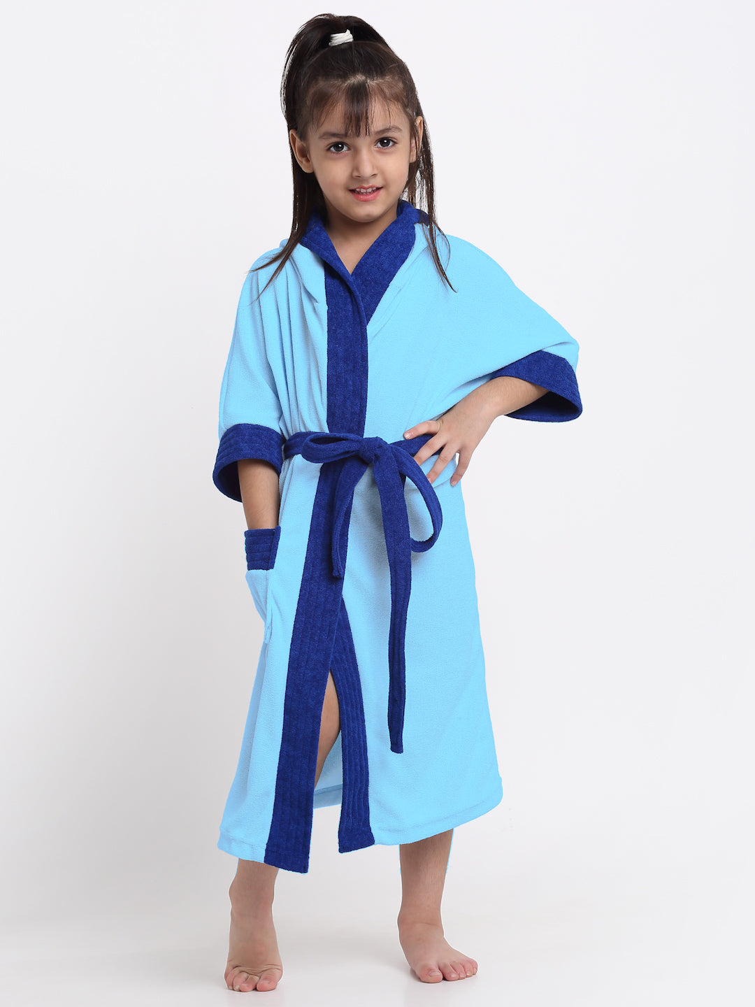 Unisex Kids Bathrobe – Comfy, Belted & Pocketed Ages (Ocean Blue & Turkish)