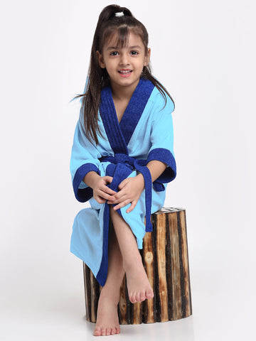 Unisex Kids Bathrobe – Comfy, Belted & Pocketed Ages (Ocean Blue & Turkish)