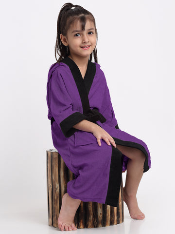 Unisex Kids Bathrobe – Comfy, Belted & Pocketed Ages (Indigo & Black)