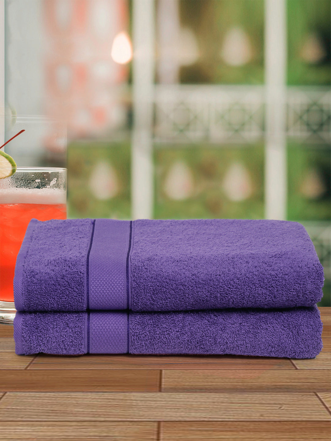 Purple Towels And Bath Mat 525 GSM Cotton Lady Bath Towel 60x120