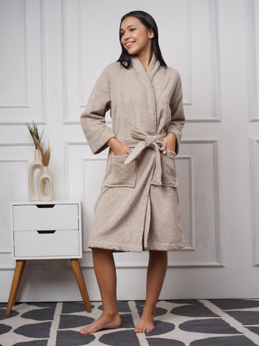 Cotton Bathrobe Light Cream – Soft, Absorbent, Unisex