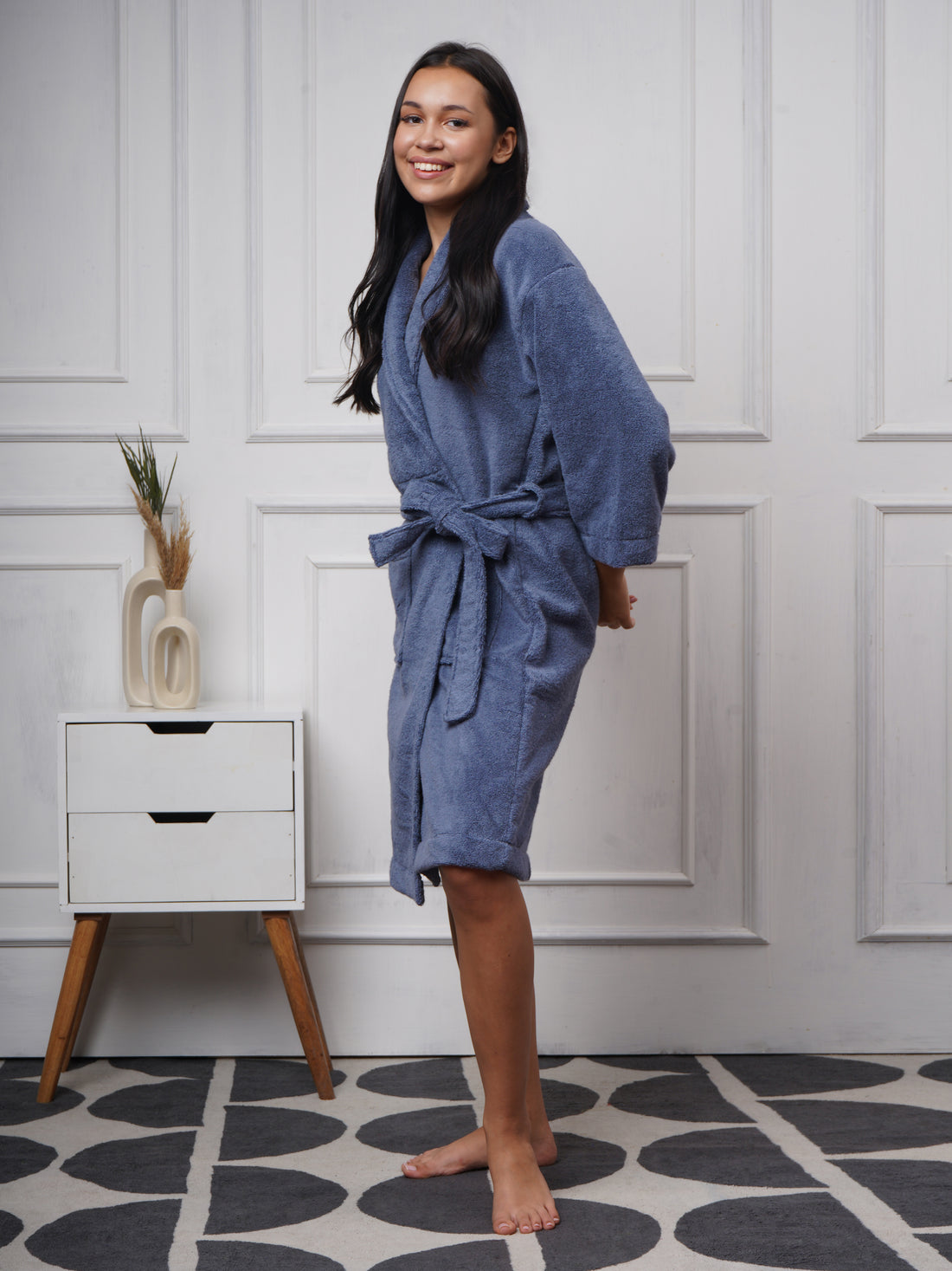 Cotton Bathrobe – Terry, Stylish, Comfortable, Unisex, Wild Blue