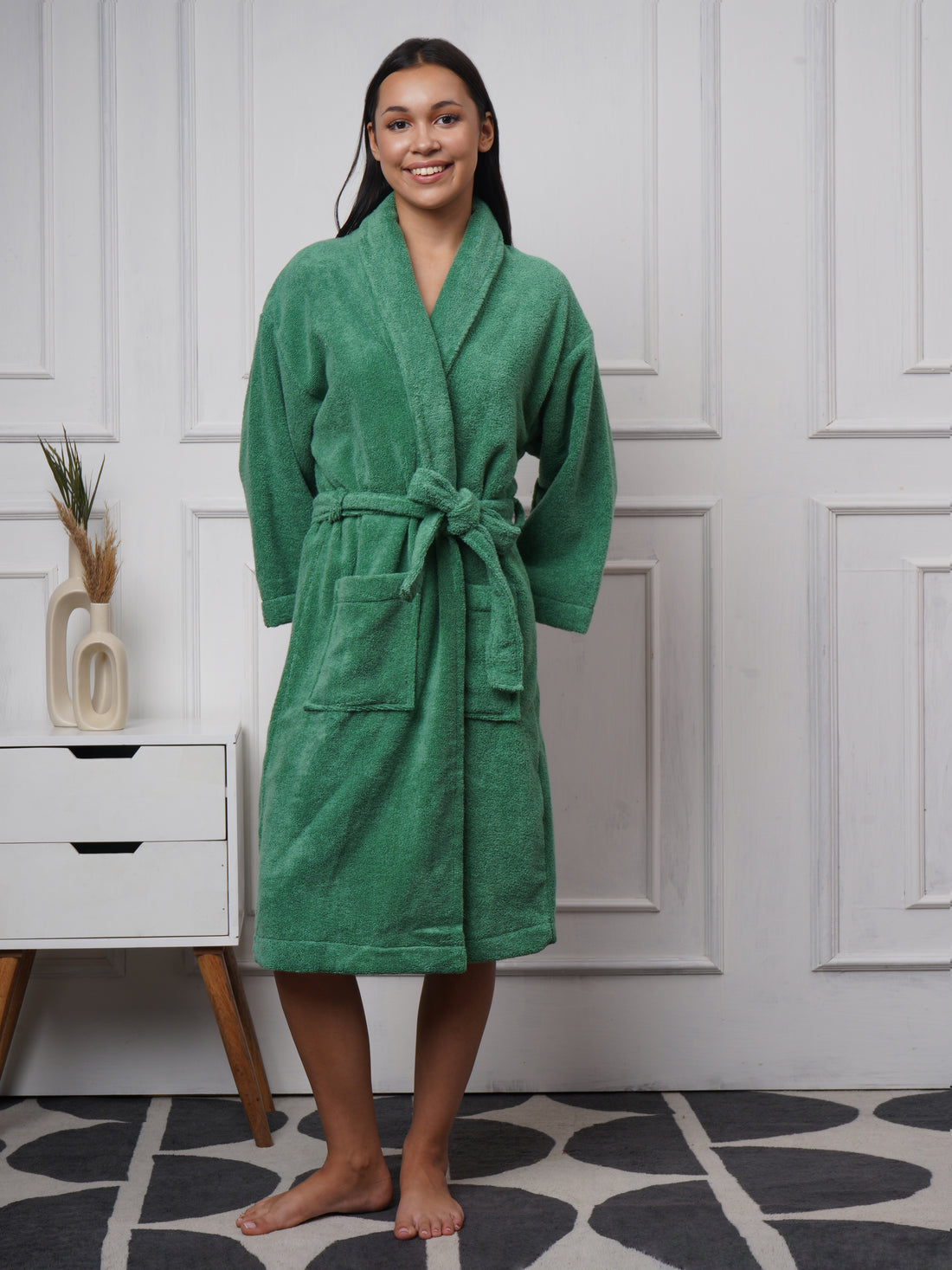 Cotton Bathrobe – Soft, Lightweight, Unisex, Glade Green