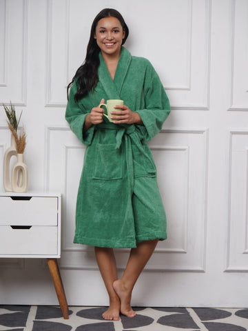 Cotton Bathrobe – Soft, Lightweight, Unisex, Glade Green