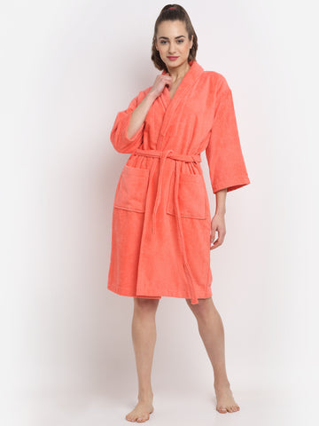 Breathable Cotton Robe for Men & Women | Vibrant Coral Hue