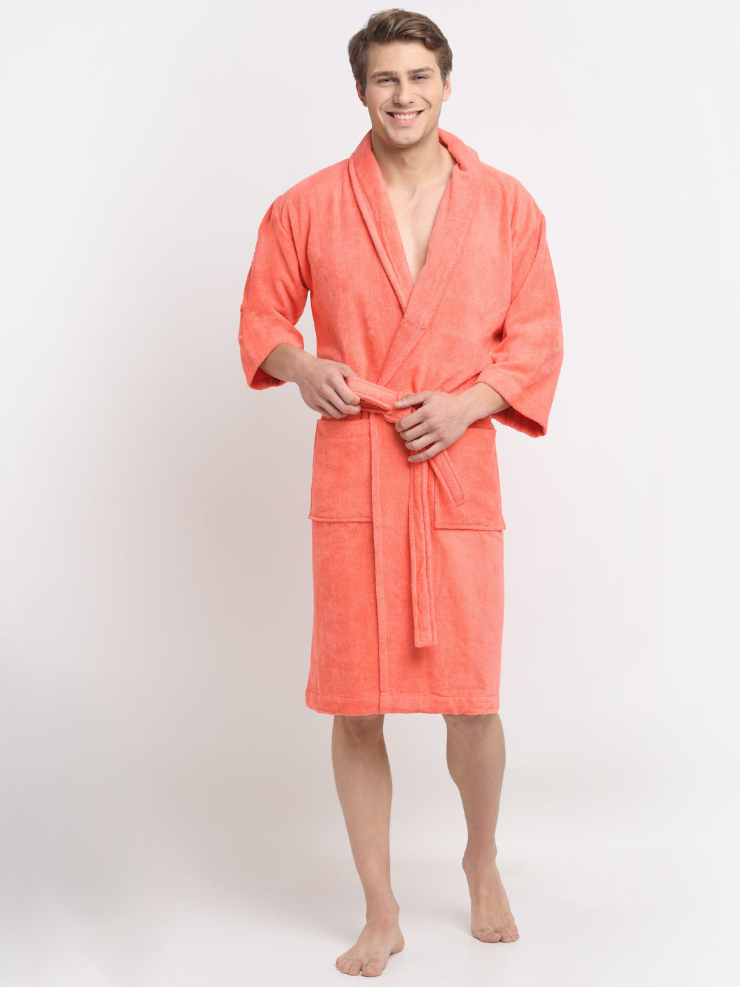 Breathable Cotton Robe for Men & Women | Vibrant Coral Hue