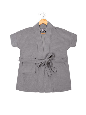 Melodious Kids Baby Bathrobe with Front Pocket – Soft, Cozy & Cute Grey Robe