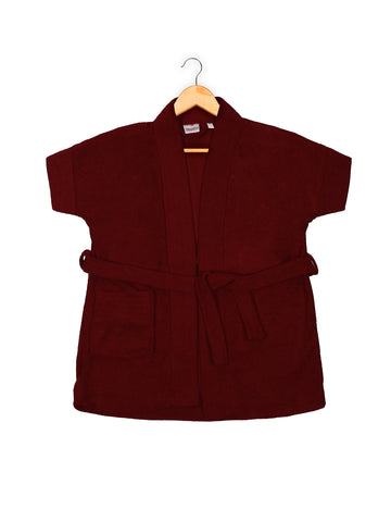 Melodious Kids Baby Bathrobe with Front Pocket – Soft, Cozy & Cute Wine Robe