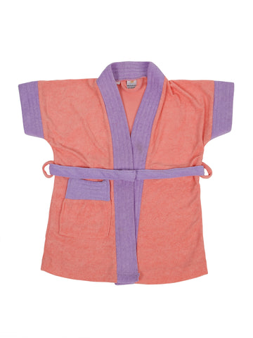 Melodious Baby Bathrobe with Front Pocket – Soft, Cozy & Cute Peachy Pink & Lavender Robe for Infants