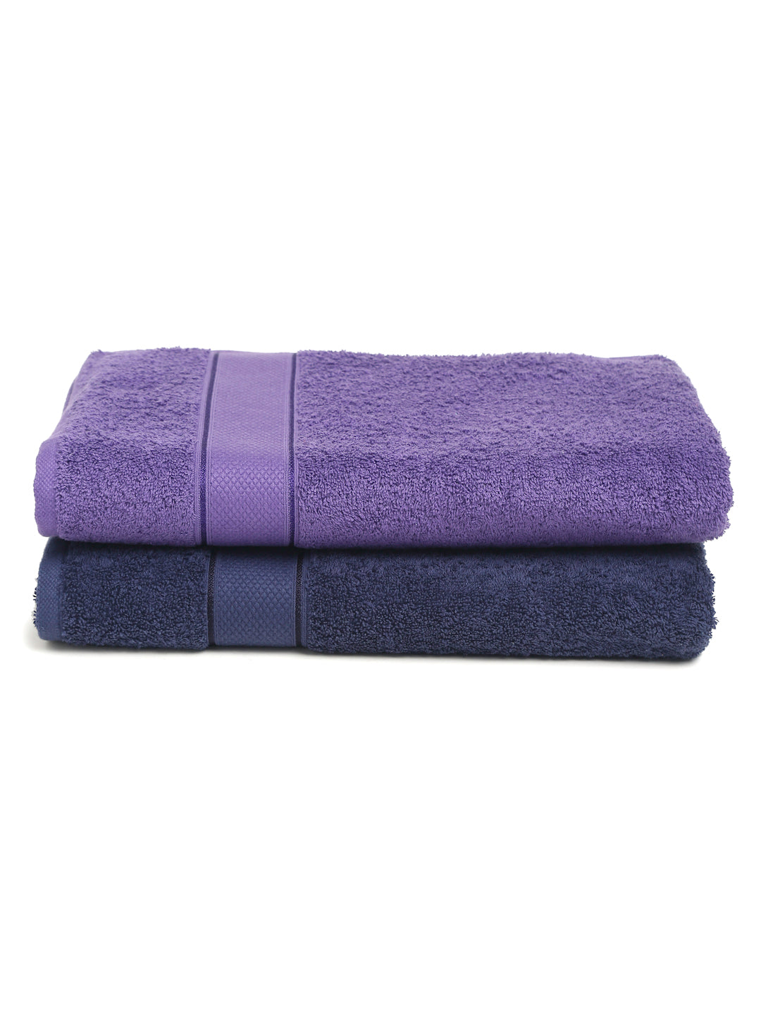 Navy & Violet 2 Pc Solid 525 GSM Bath Towel Set
