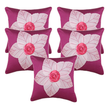 Set of 5 Silk Cushion Covers | Super Patta Purple | 16 x 16 INCH or 40 x 40 CM