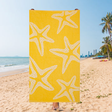 Starfish Splash Beach Towel – Sunburst Edition, 105 x 180 cm