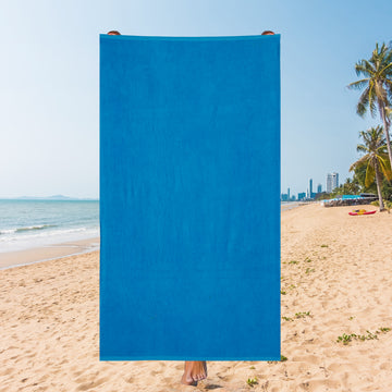 Ocean Blue Solid Beach Towel – Classic Deep Blue, 105 x 180 cm