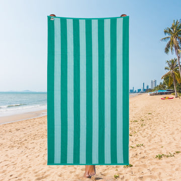 Classic Striped Beach Towel – Turquoise & Aqua Blue, 105 x 180 cm