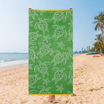 Ocean Friends Beach Towel – Turtle & Starfish Print, 105 x 180 cm