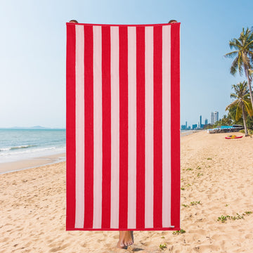 Candy Cane Stripe Beach Towel – Festive Red & White, 105 x 180 cm