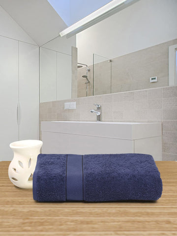 525 GSM Cotton Bath Towel – Large, Soft & Absorbent | 75x150 cm | Unisex – Navy