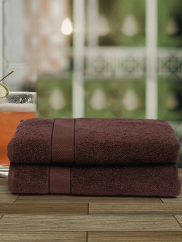 Wine 2 Pc Solid 525 GSM Bath Towel Set