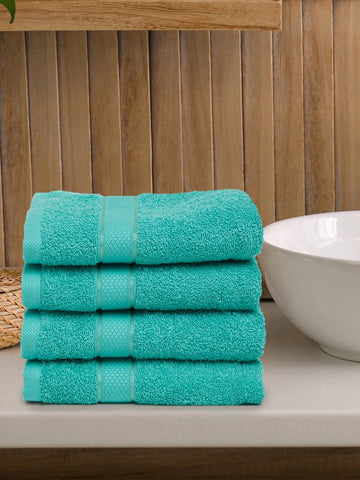 100% Cotton 4 Pcs Hand Towel Set, 525 GSM, 40x60 cm (Sea Green)