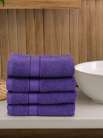 Creeva 100% Cotton 4 Pcs Hand Towel Set, 525 GSM, 40x60 cm (Violet)