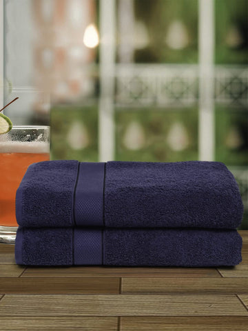 Navy 2 Pc Solid 525 GSM Bath Towel Set